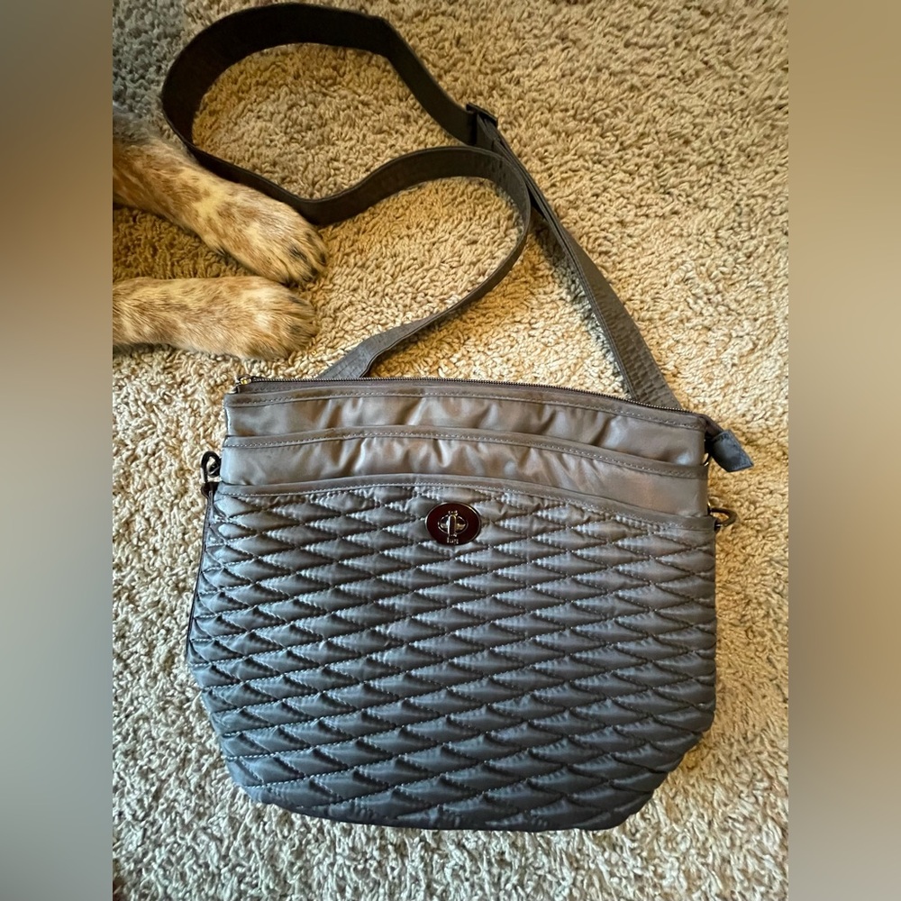 Lug Adagio Quilted Shoulder/Crossbody Bag Silver in gently used condition